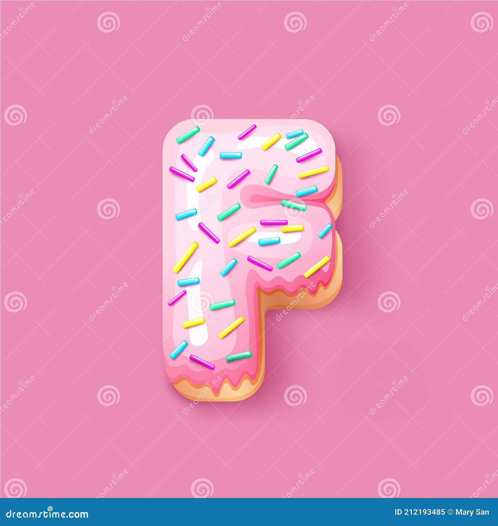 donut icing pink upper latters - f font of donuts. bakery sweet alphabet. donut alphabet latter f  on pink