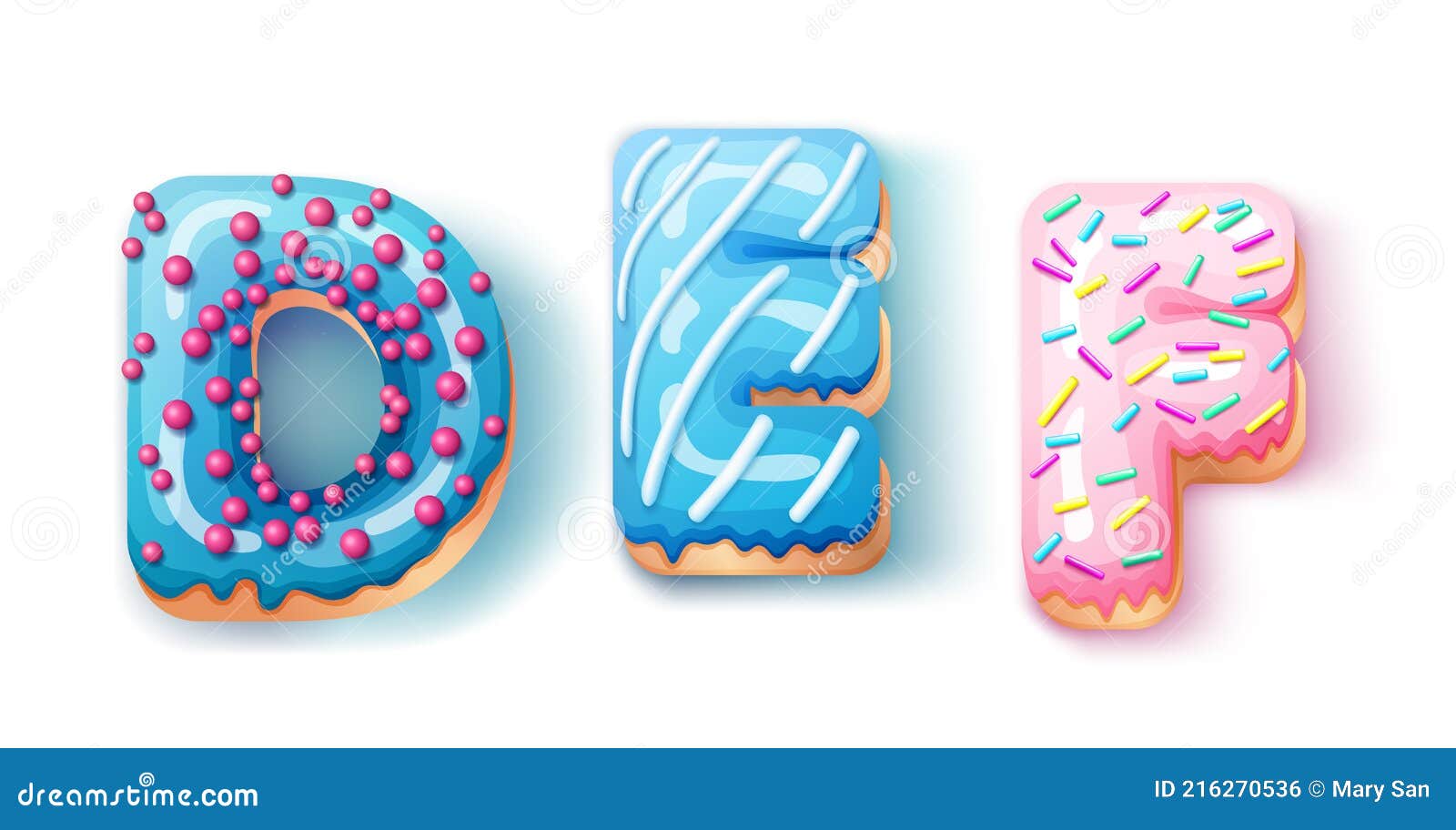 donut icing upper latters - def font of donuts. bakery sweet alphabet. donut alphabet latter def  on white