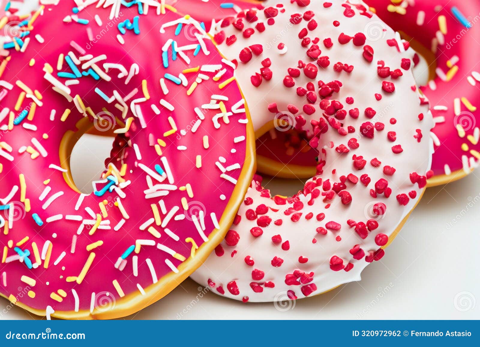 donut. one glazed donut with sprinkles. stack of different donuts. world donut day.