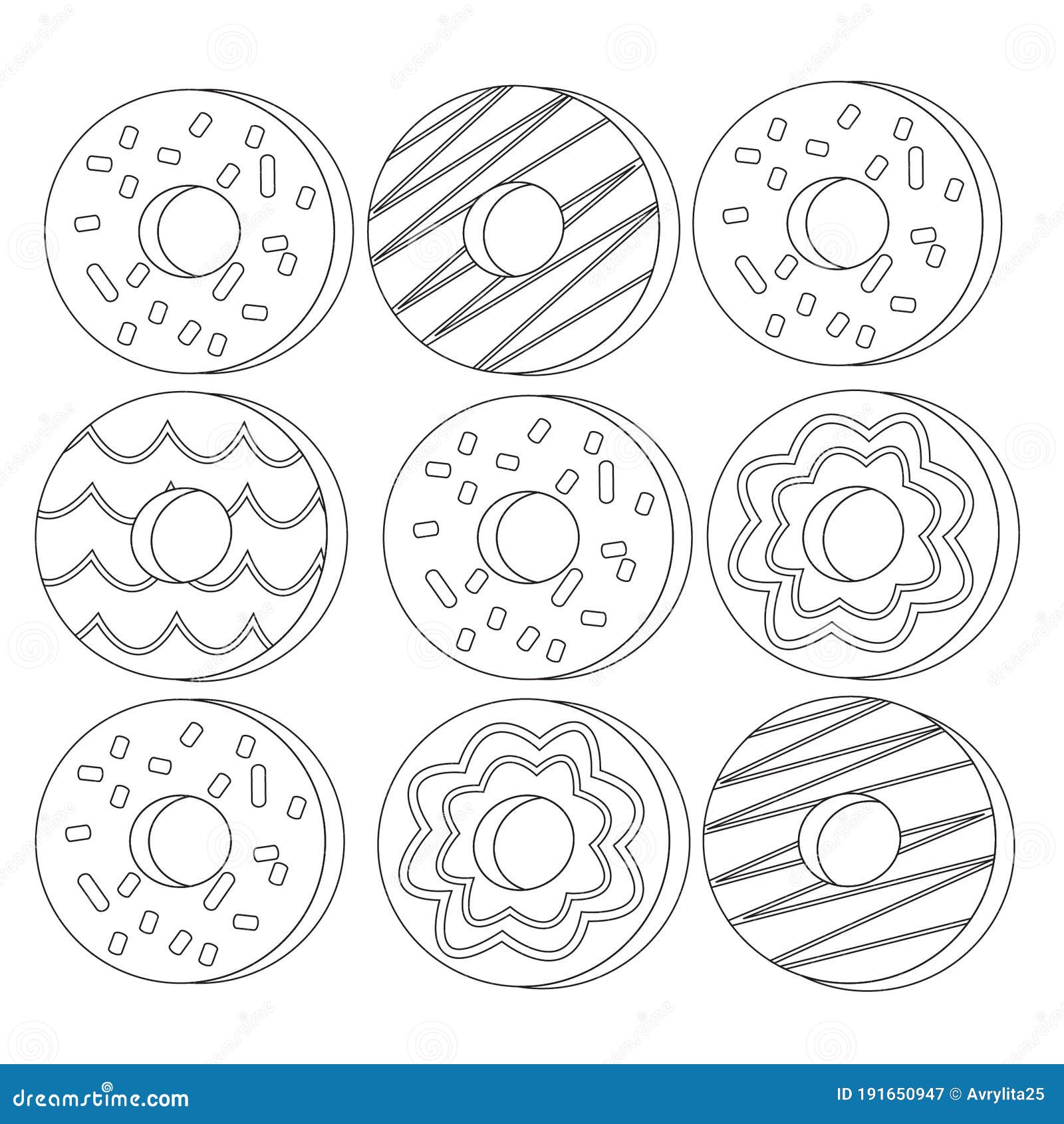 Illustration Vector Graphic of Donuts Outline for Coloring Book Stock ...