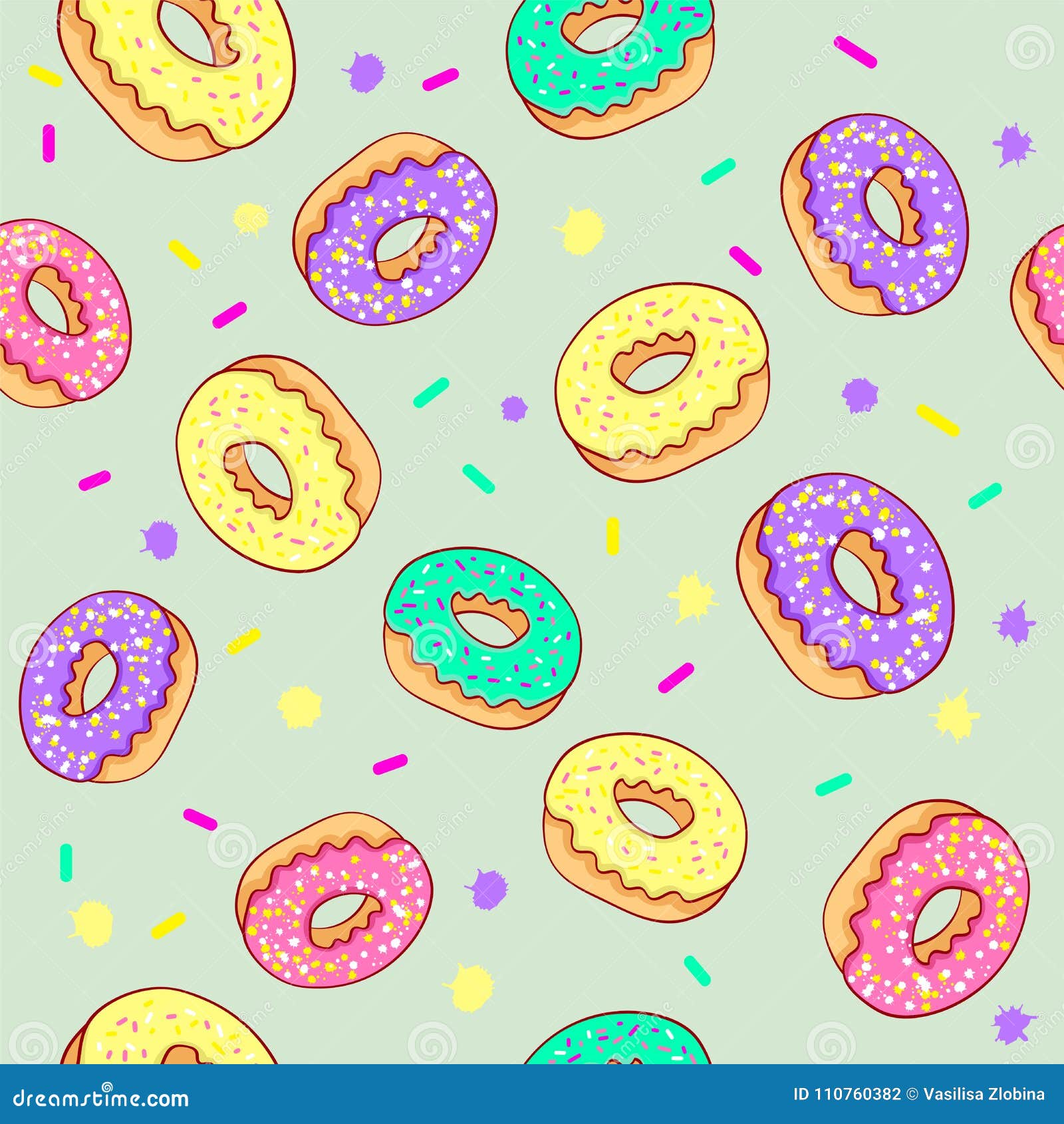 Donut Seamless Pattern. Pink Donut and Blue Mint Donut with Different Topping on Pink Background Stock Vector - Illustration of element, color: 110760382 Donut Seamless Pattern. Pink Donut and Blue Mint Donut with Different Topping on Pink Background Stock Vector - Illustration of element, color: 110760382