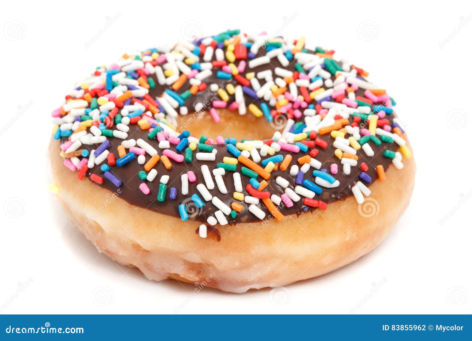 Donut with Sprinkles Isolated on White Background Stock Photo Image