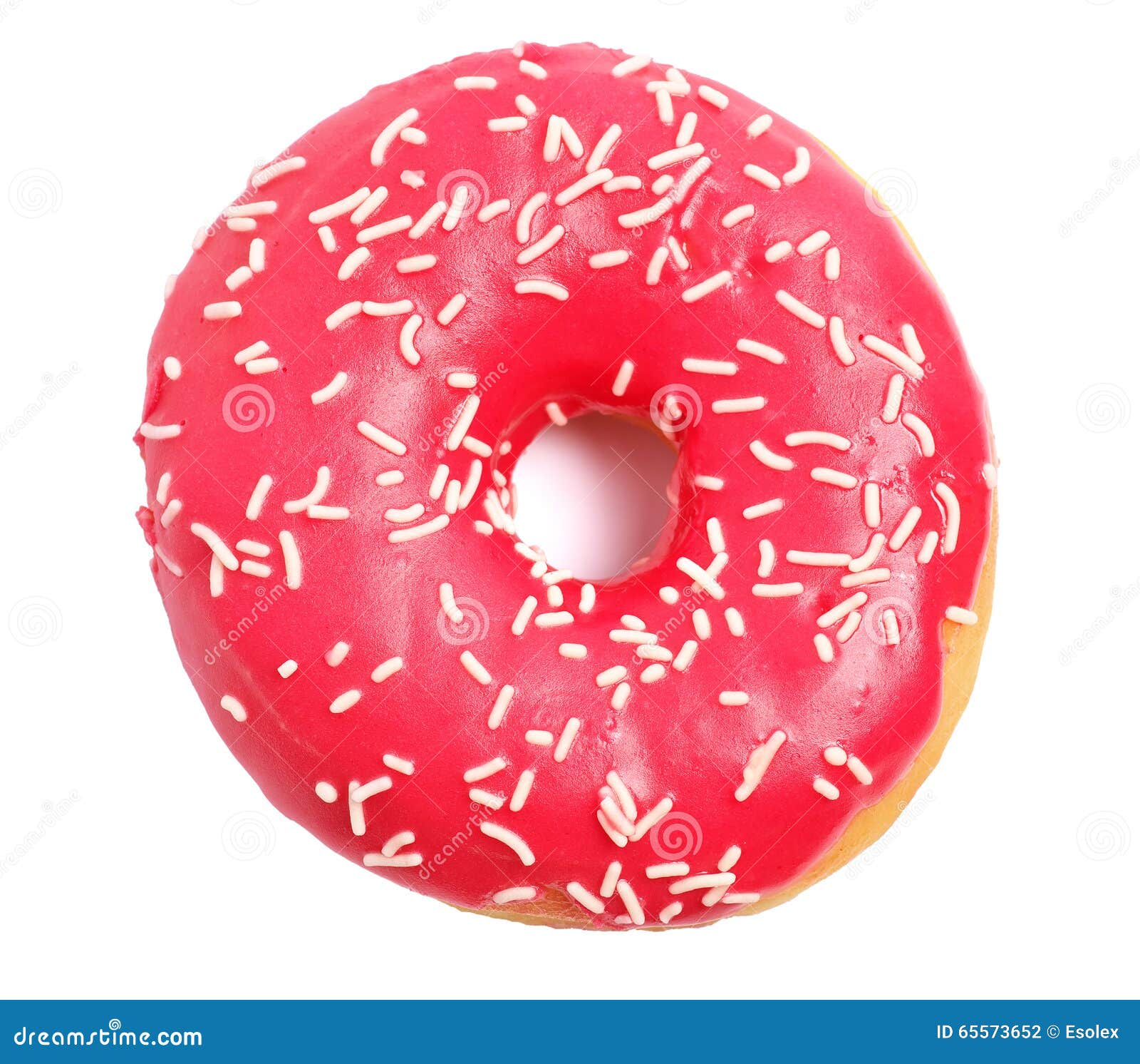 Donut with Sprinkles on White Background. Stock Photo Image of