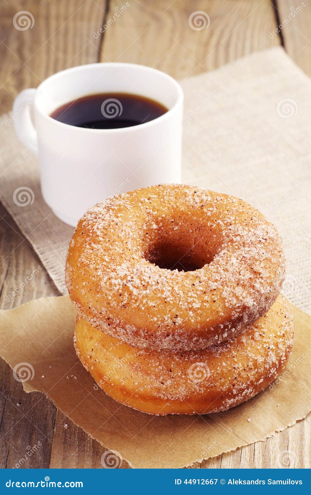 Donut with Sugar and Coffee Stock Image Image of baked, life 44912667