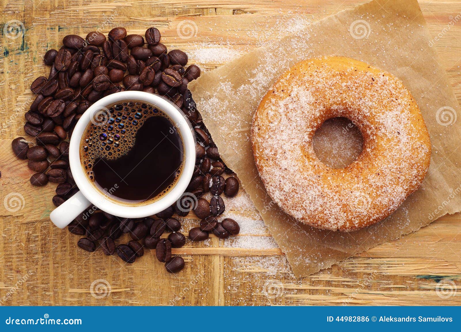 Donut with Sugar and Coffee Stock Photo Image of food, still 44982886