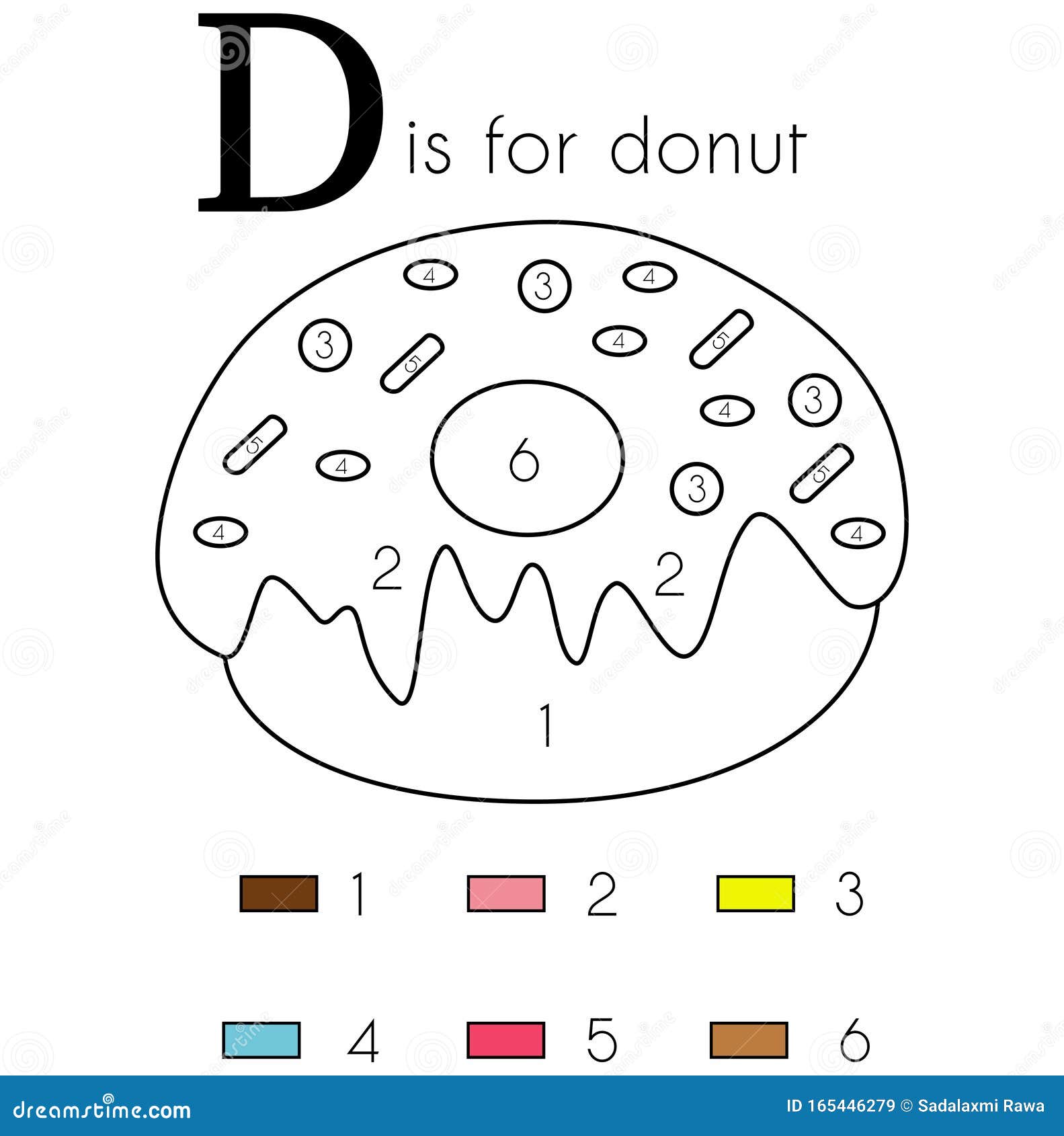 Donut. Vector Alphabet Letter D, Coloring Page Stock Image ...