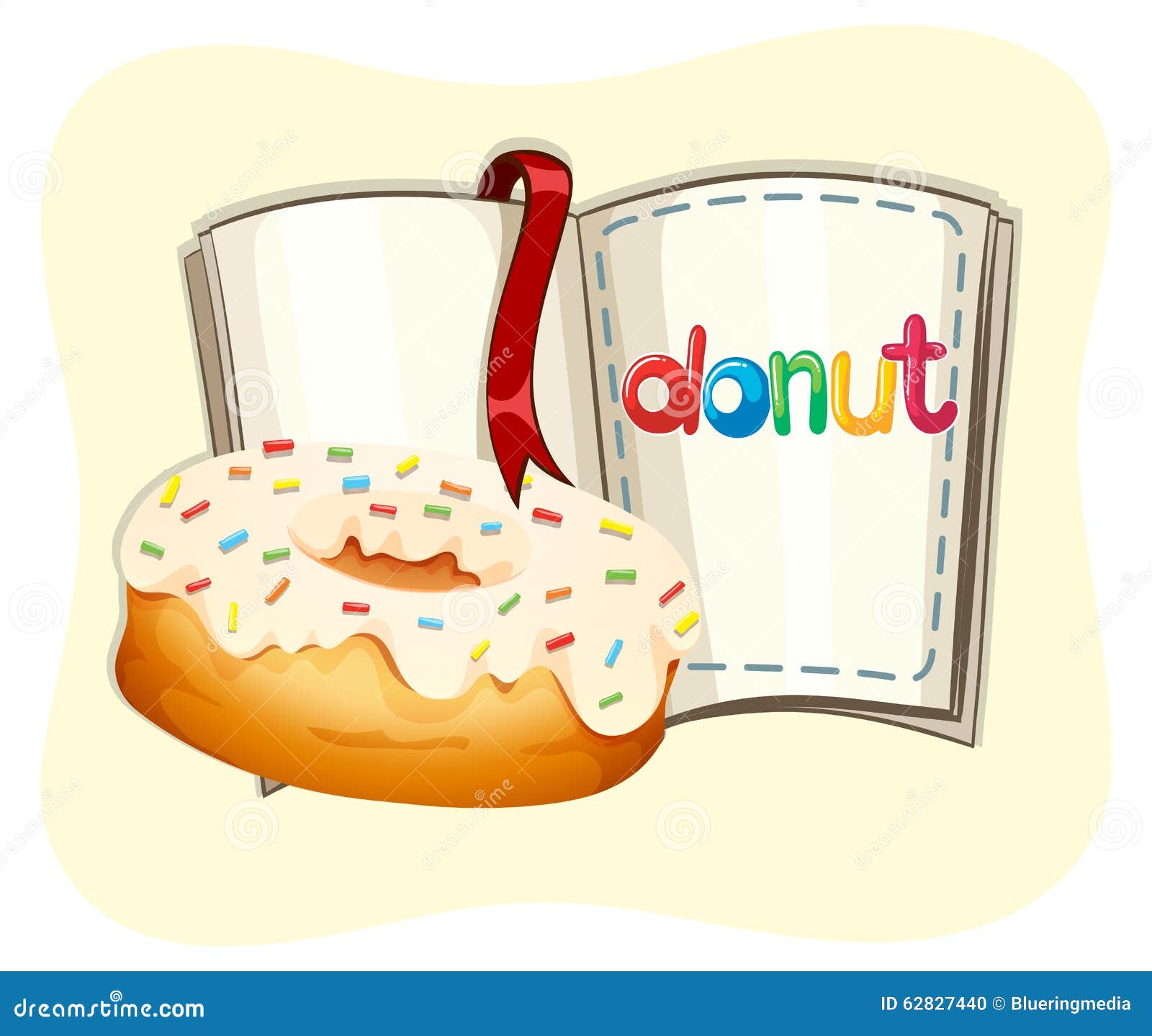 Donut with White Frosting and Book Stock Vector Illustration of