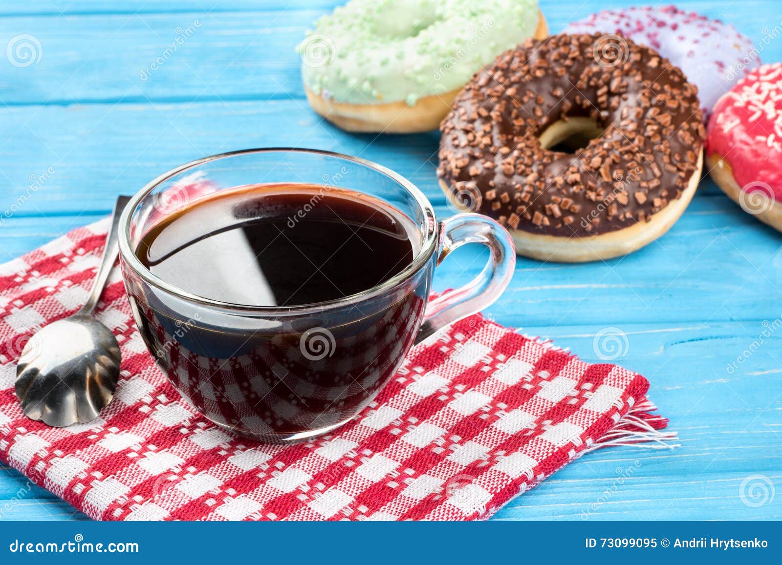 Donuts with coffee stock image. Image of brown, fresh 73099095