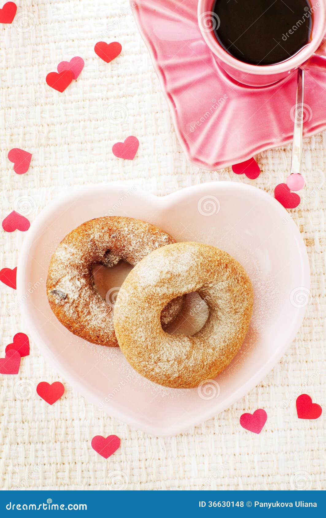 Donuts and coffee stock photo. Image of bakery, table 36630148