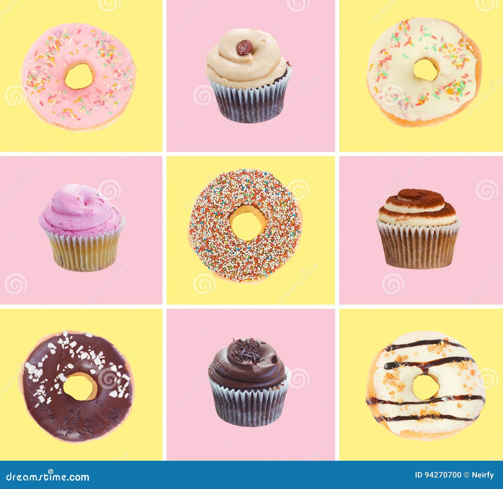 Donuts and cupcakes stock photo. Image of assortment - 94270700