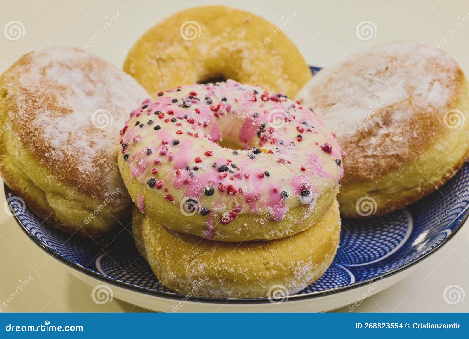Donuts with Glaze and Powdered Sugar Stock Photo Image of sprinkles
