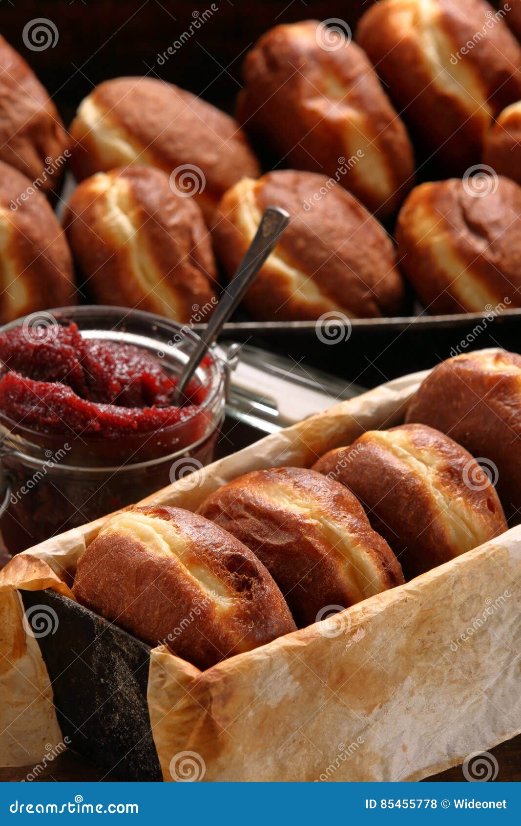 Donuts with Jam. Traditional Polish Cookies on Fat Thursday Stock Photo Image of dessert