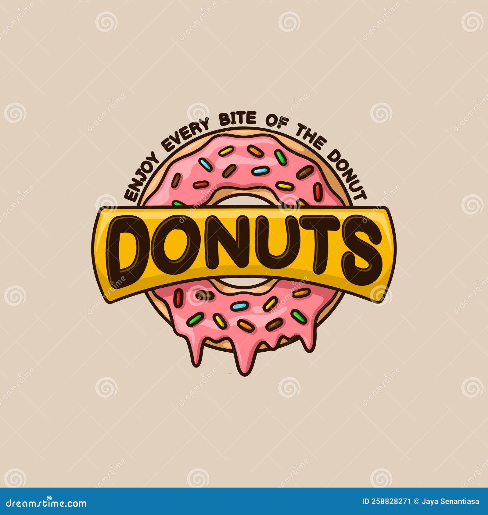 Donuts Logo Cute Cartoon Vector Illustration Stock Vector ...