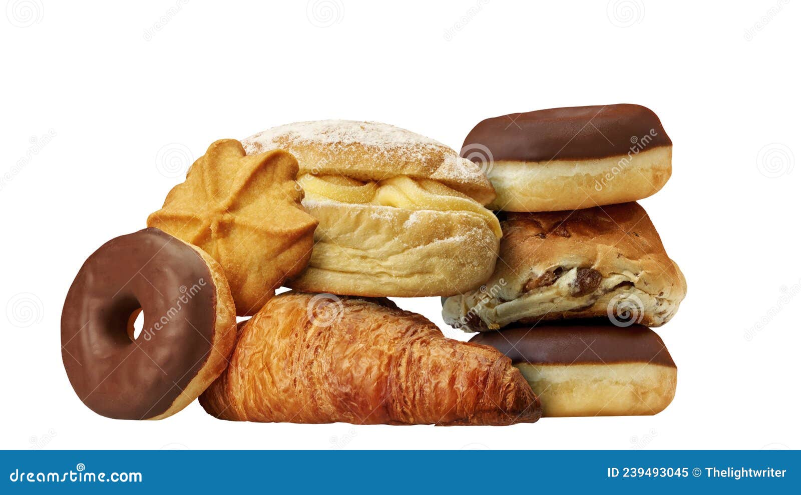 Donuts and Pastries in a Studio Setting, Isolated on White Stock Image