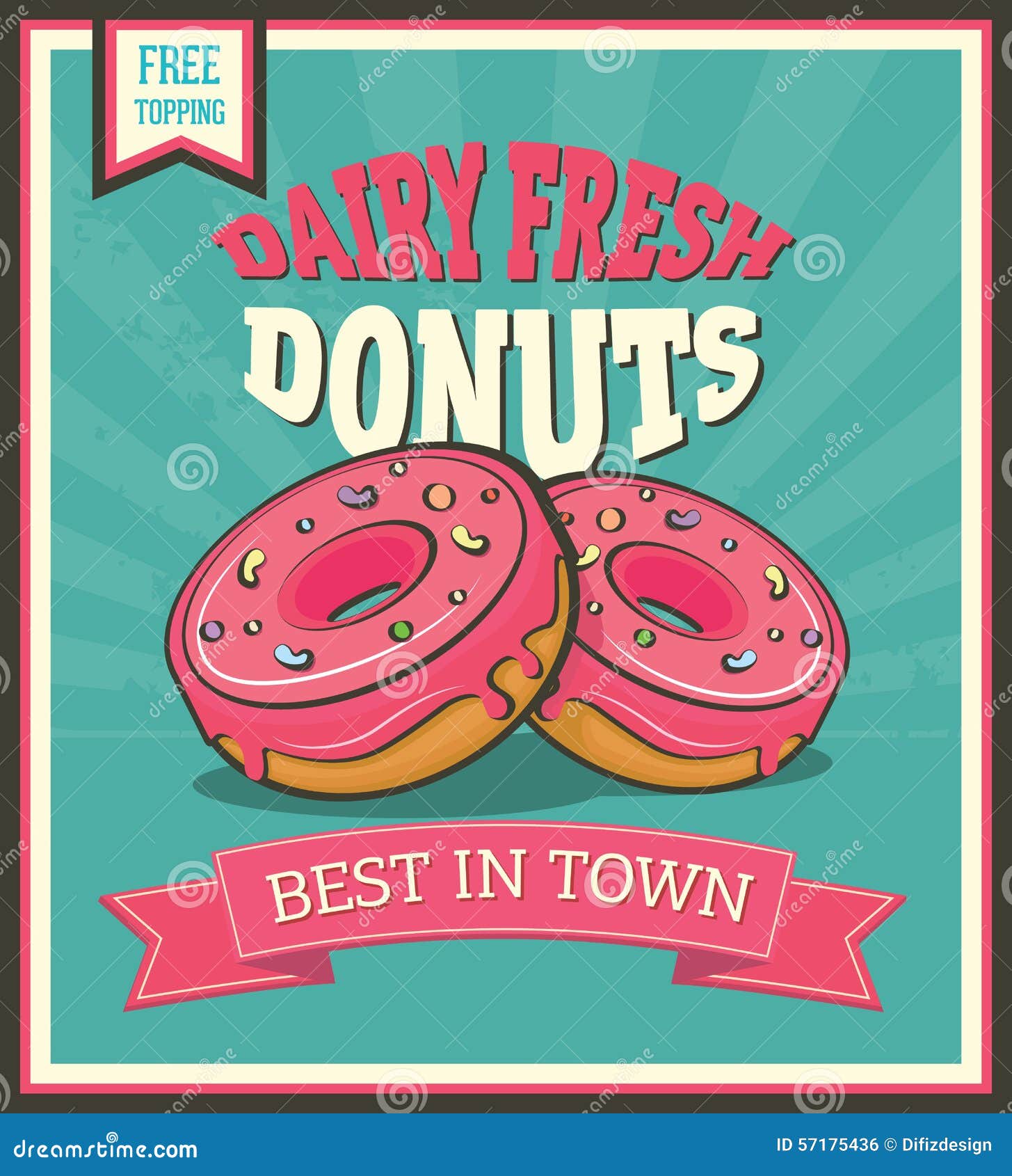 Donuts retro poster. stock illustration. Illustration of emblem 57175436
