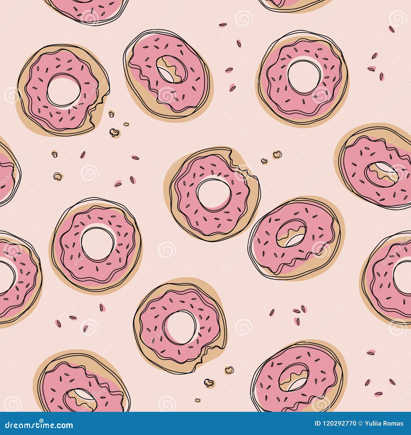 Donuts Seamless Pattern. Cute Sweet Food Baby Background. Colorful Design  for Textile, Wallpaper, Fabric, Decor. Stock Illustration - Illustration of  colorful, donuts: 120292770