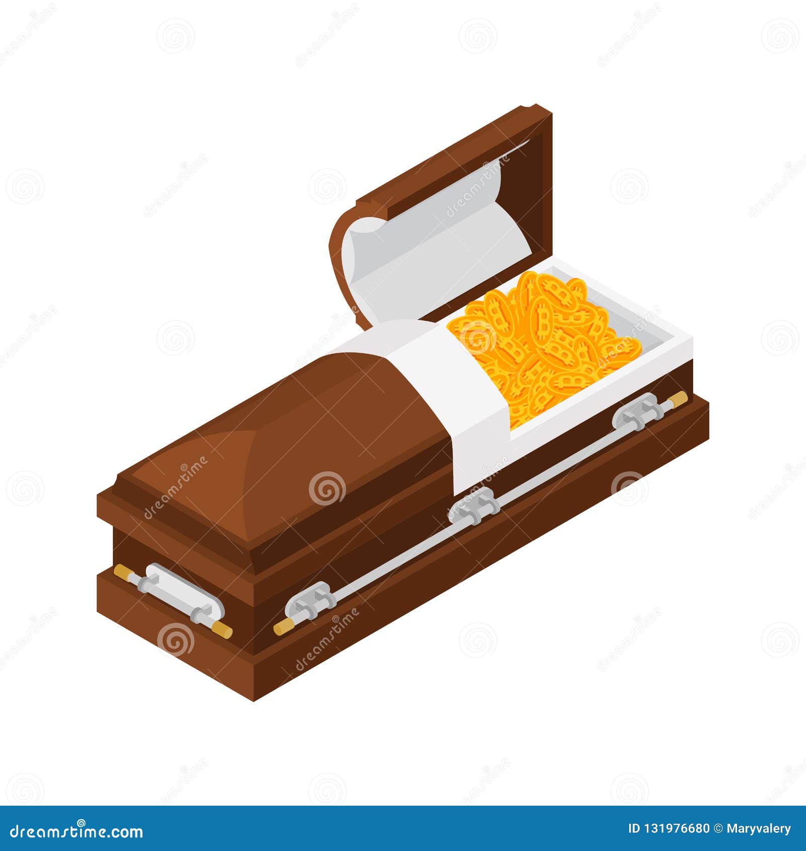 Dood Bitcoin in Doodskist Scheur Cryptocurrency Elektronisch Scheiden  Vector Illustratie - Illustration of onderaan, failliet: 131976680