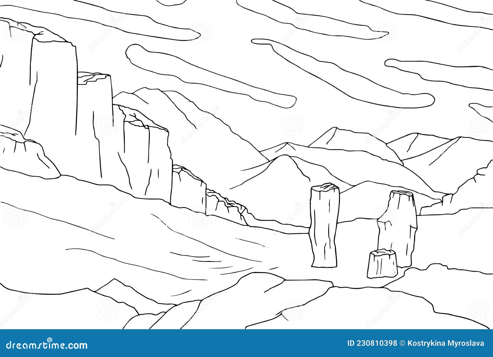 Doodle Alien Fantasy Crater Landscape Coloring Page for Adults ...