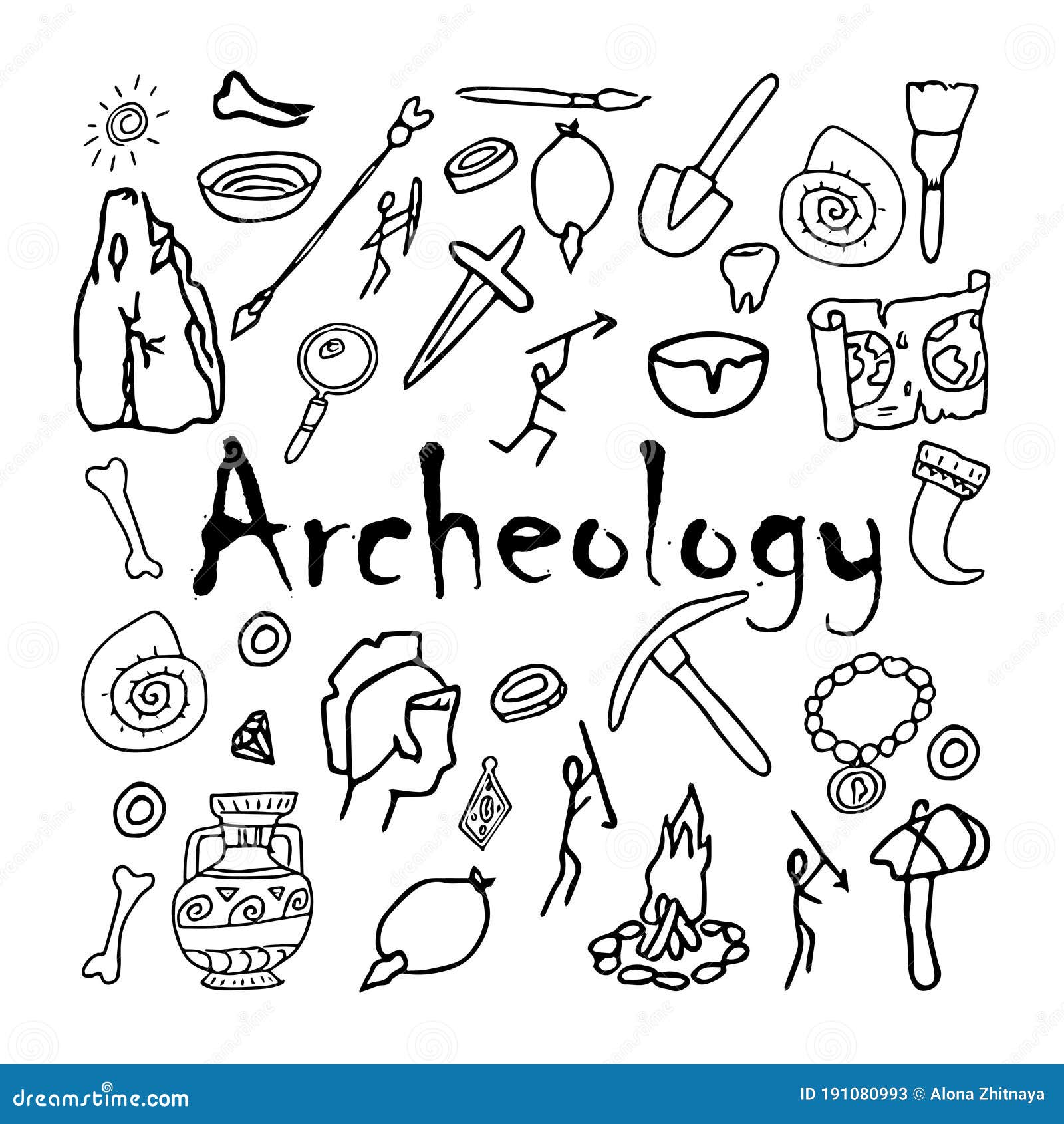 History Hand Drawn Doodles. Vector Back To School Illustration