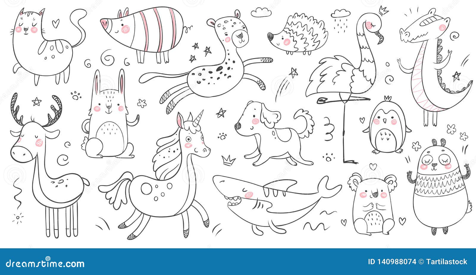 Doodle Animals. Sketch Animal, Hand Drawn Decoration Panda and Adorable Crocodile Stock Vector - Illustration of fawn, forest: 140988074 Doodle Animals. Sketch Animal, Hand Drawn Decoration Panda And Adorable Crocodile Stock Vector - Illustration Of Fawn, Forest: 140988074