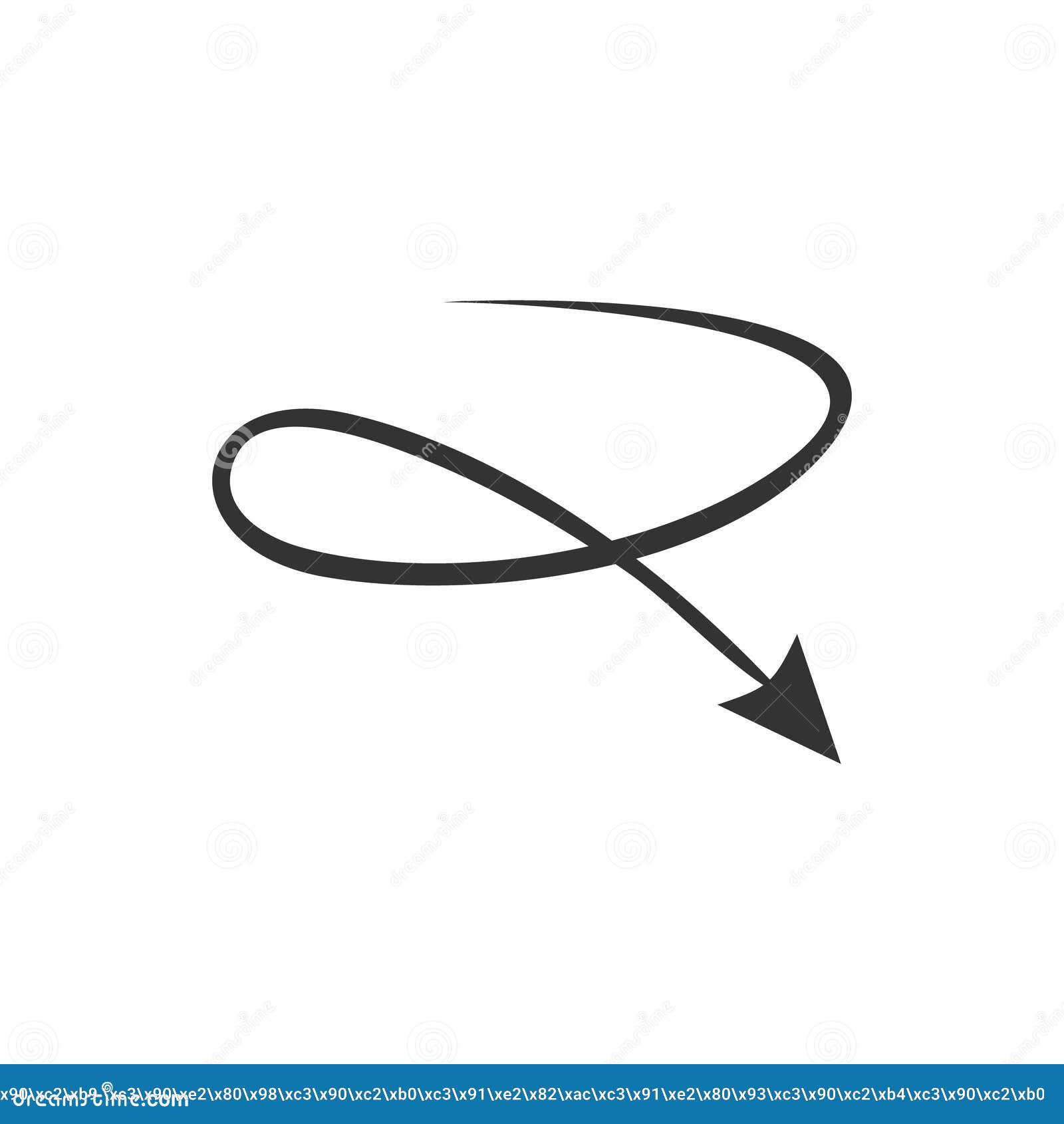 Doodle Arrow Icon. Black Handmade Curve Arrow Vector Illustration