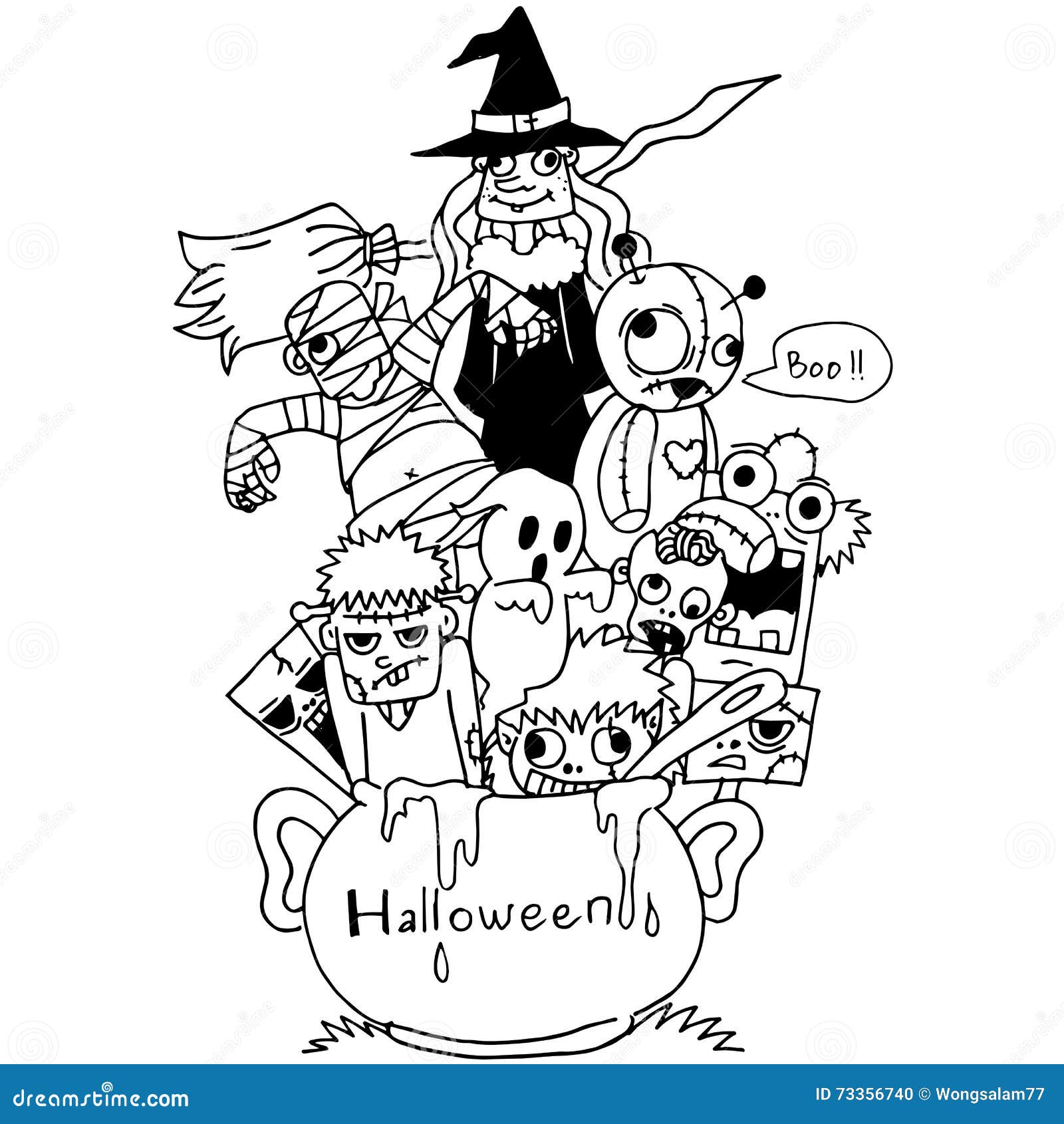 Doodle Art Halloween Vector Stock Vector Illustration Of Ghost