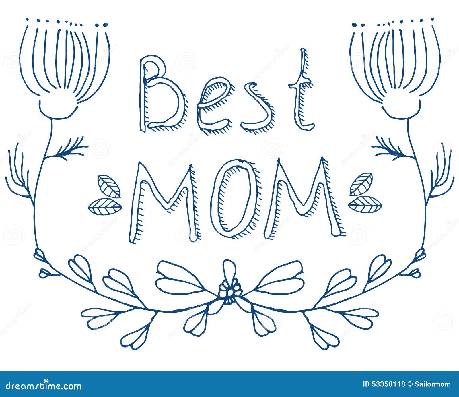 Download Doodle Best Mom Blue Floral Greeting Stock Vector ...