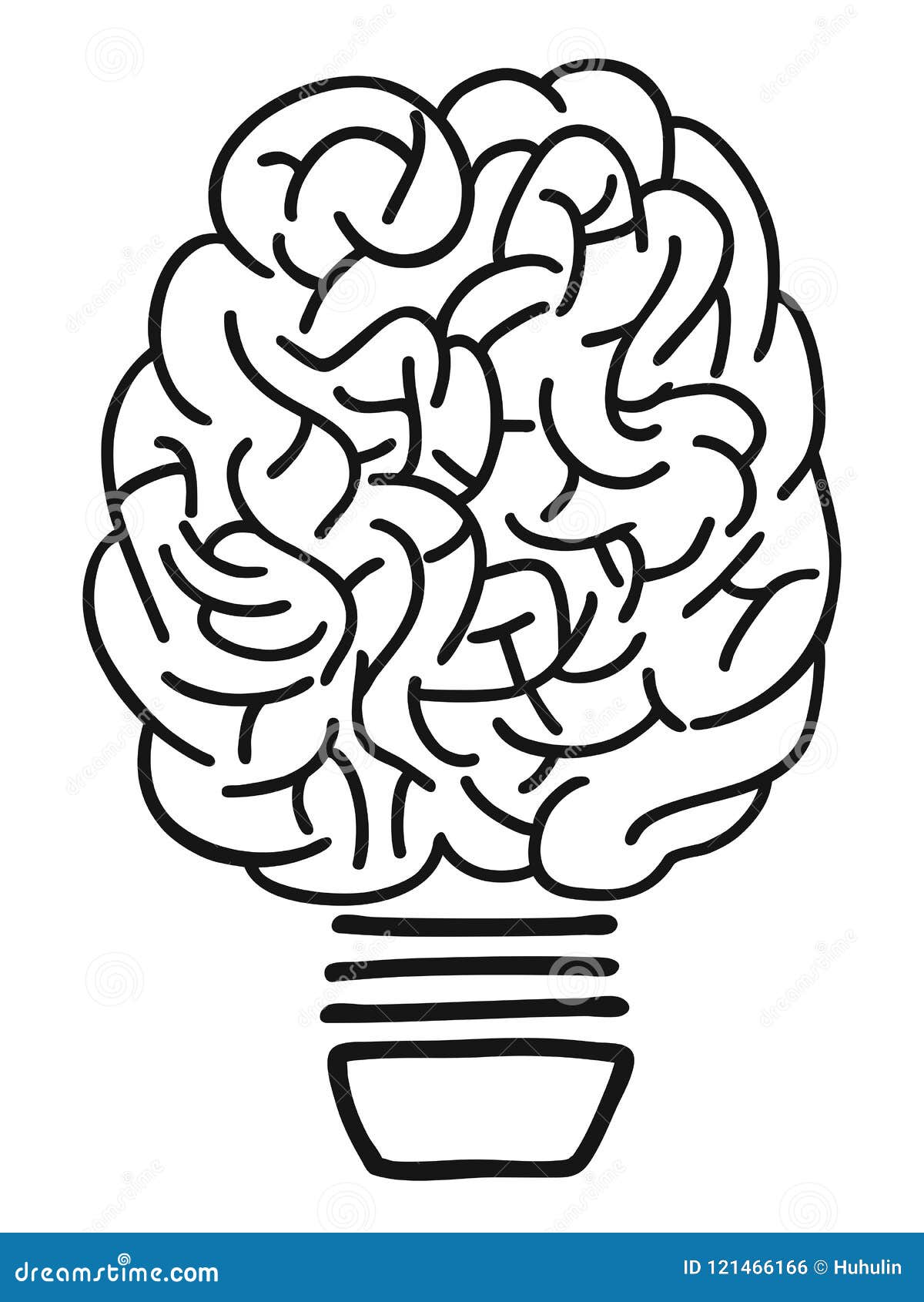 Doodle Brain Lightbulb Outline Stock Vector - Illustration of ...