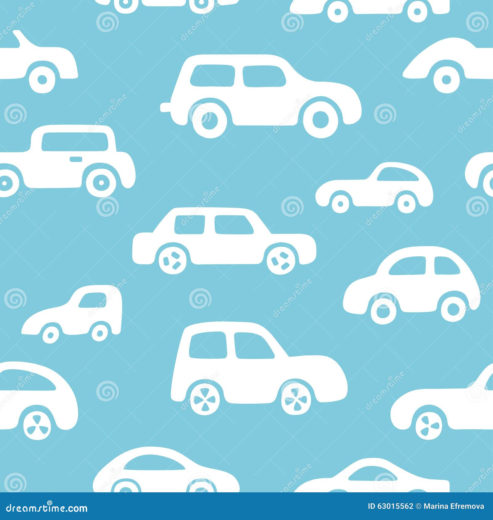 Doodle Cars Background Seamless Baby Boy Pattern In Vector Stock