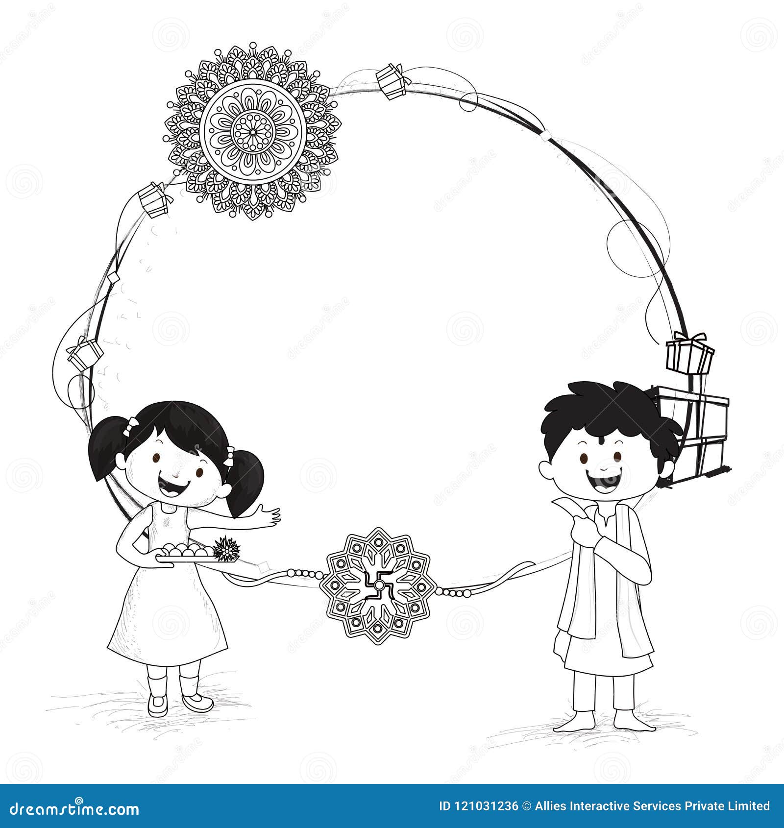 Free Vector | Hand draw happy raksha bandhan sister tying rakhi to brother  card background