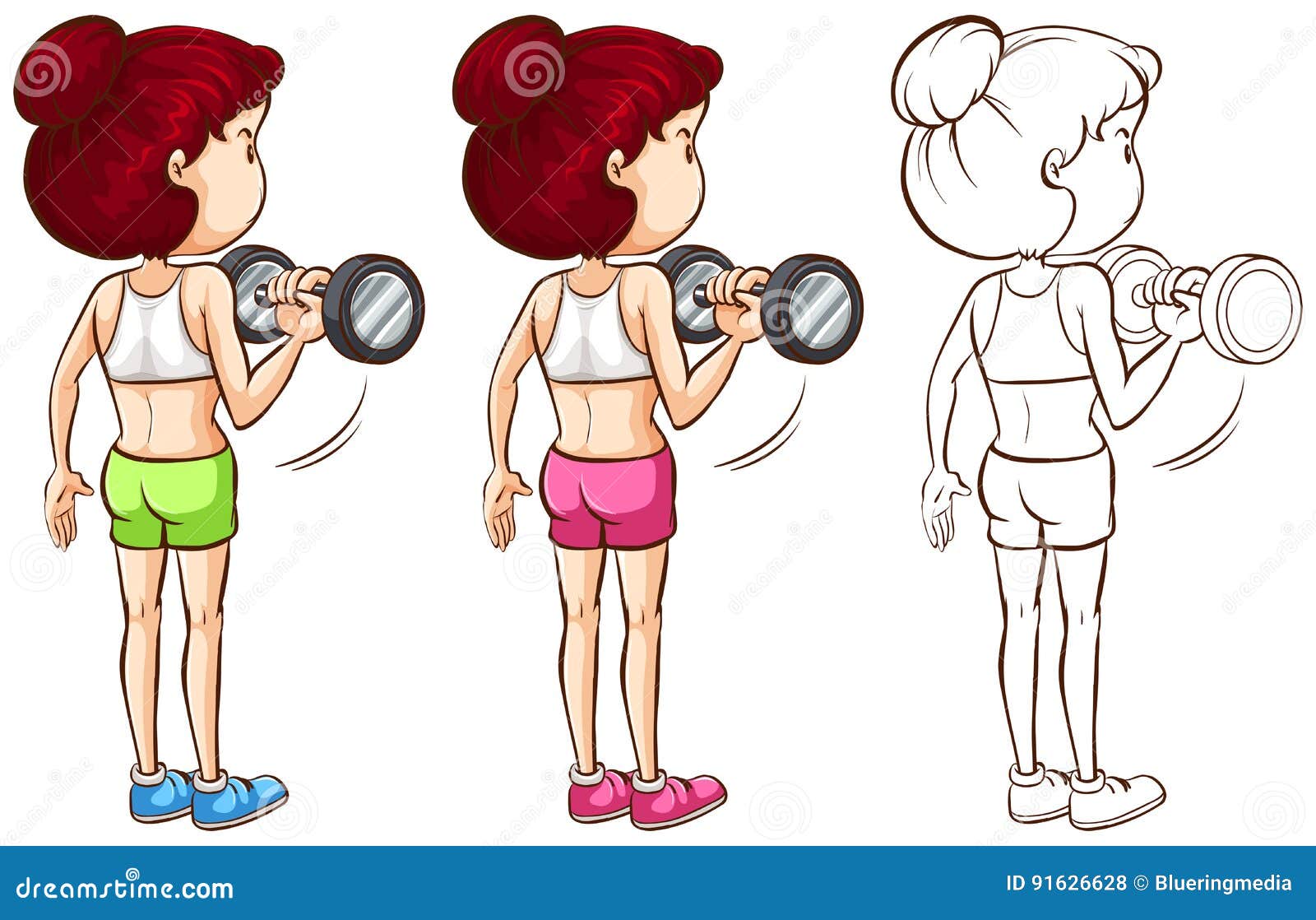 Doodle Character for Woman Doing Weight Training Stock Vector ...