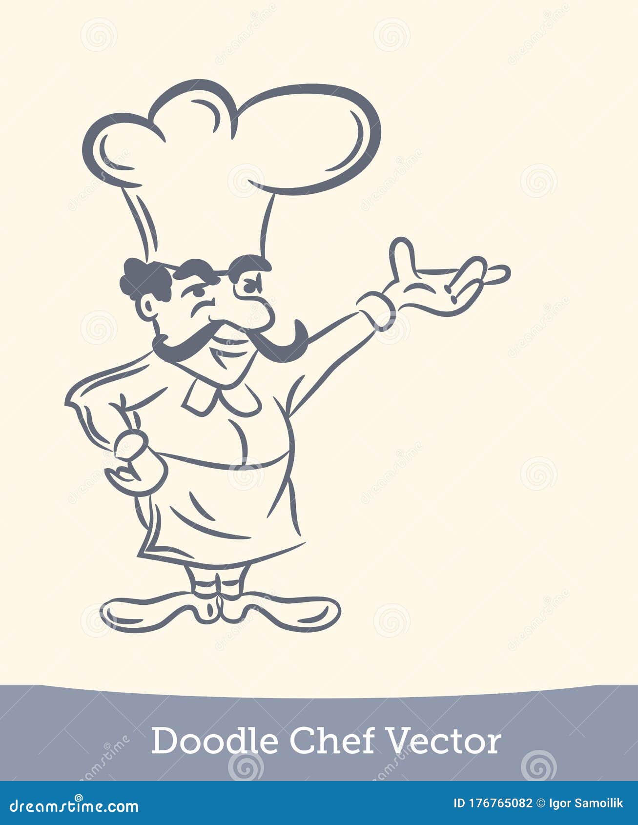 Doodle Chef Isolated on White Background. Vector Stock Vector ...