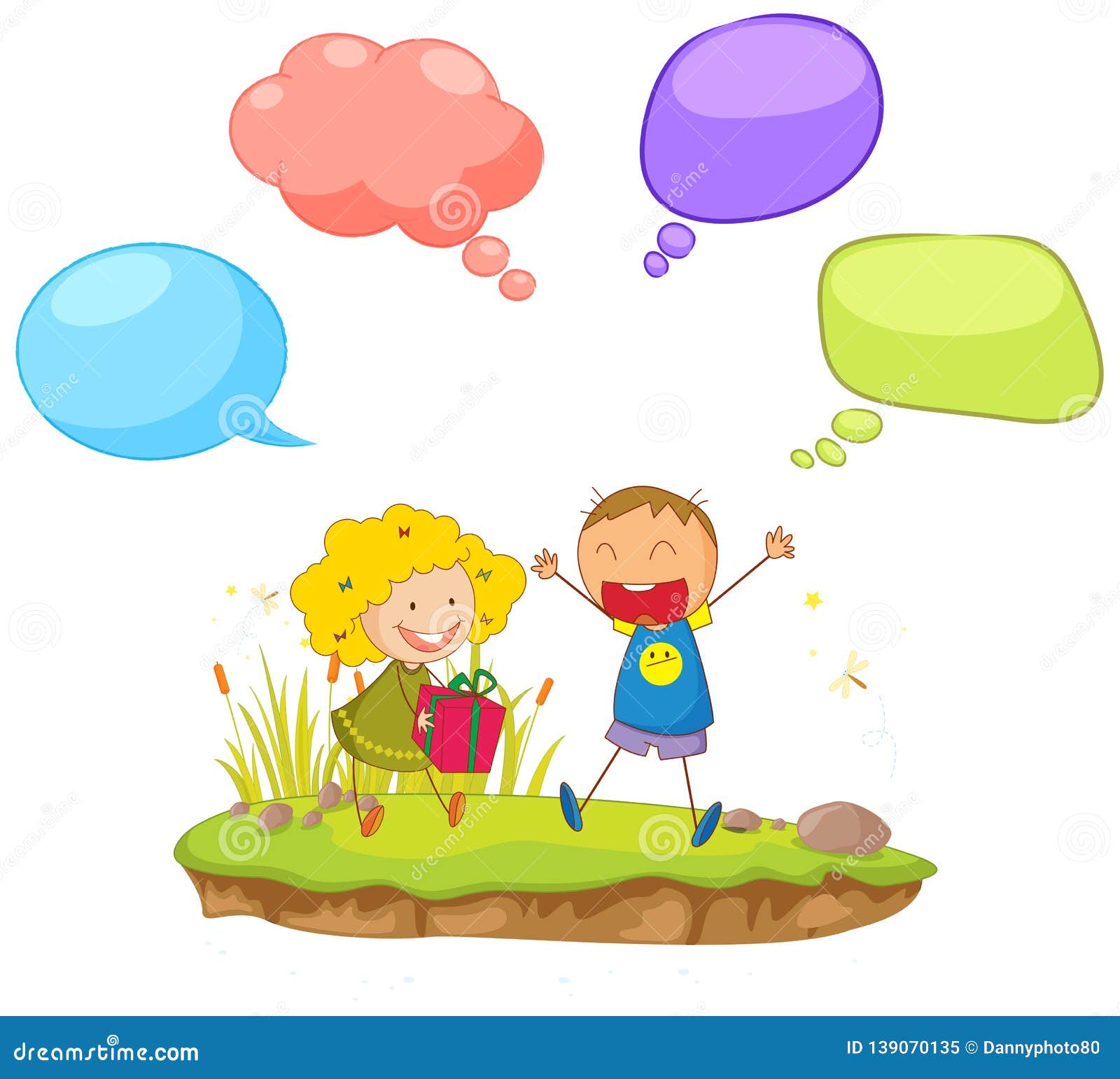 Doodle Children with Speech Balloon Stock Vector - Illustration of ...