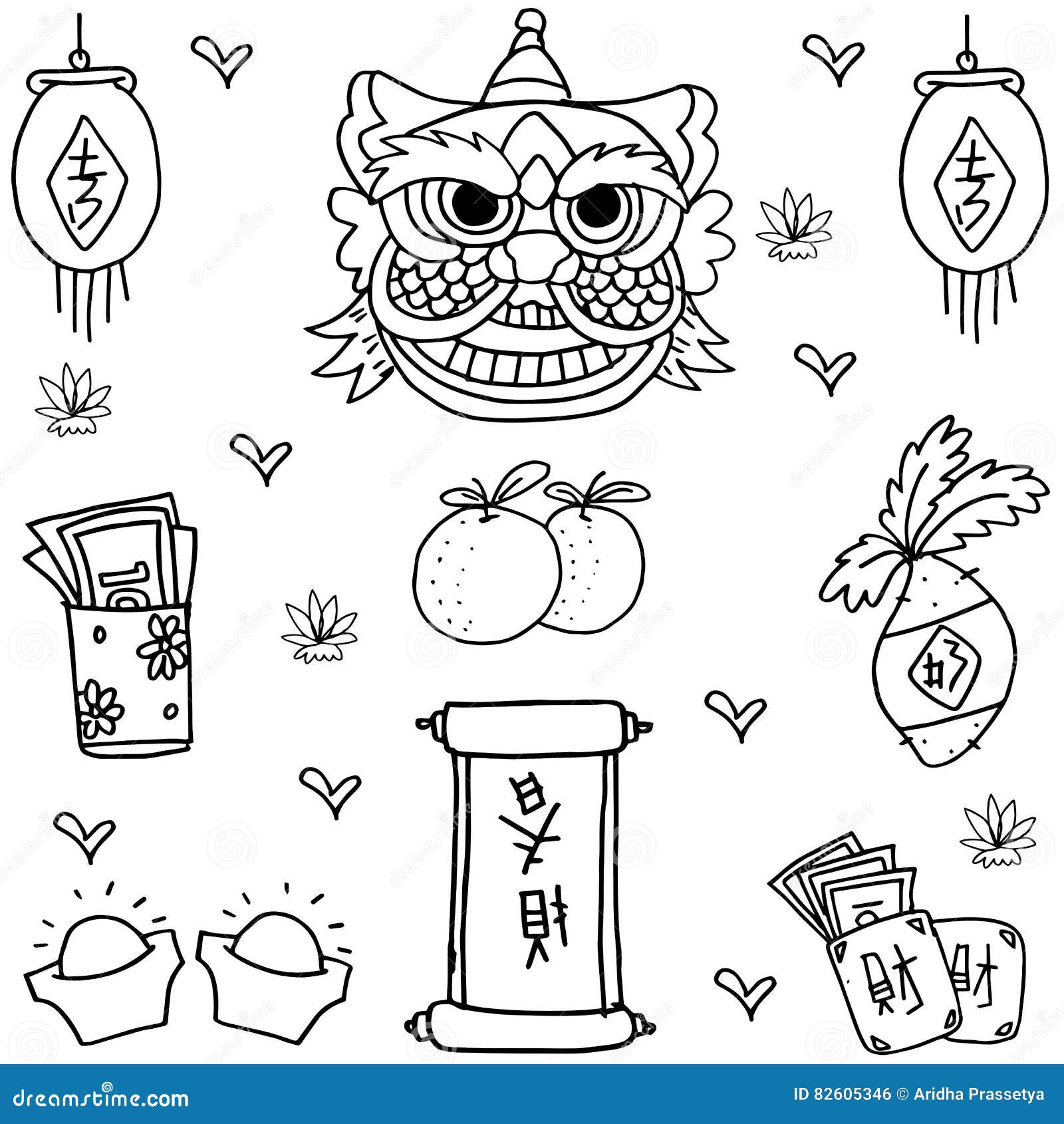 Chinese New Year Red Envelope Doodle Stock Clipart, Royalty-Free