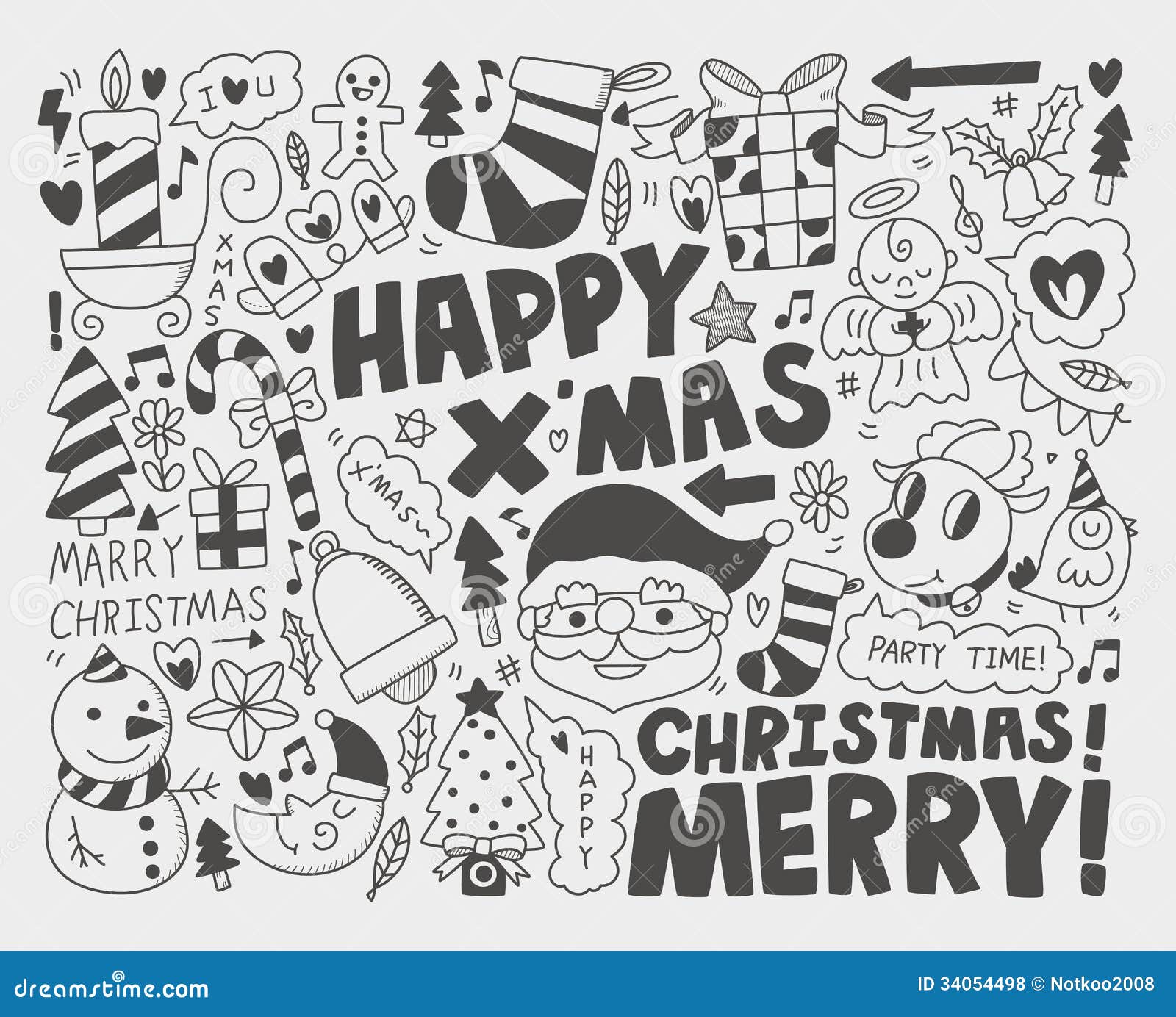 Doodle Christmas Background Stock Vector - Image: 34054498
