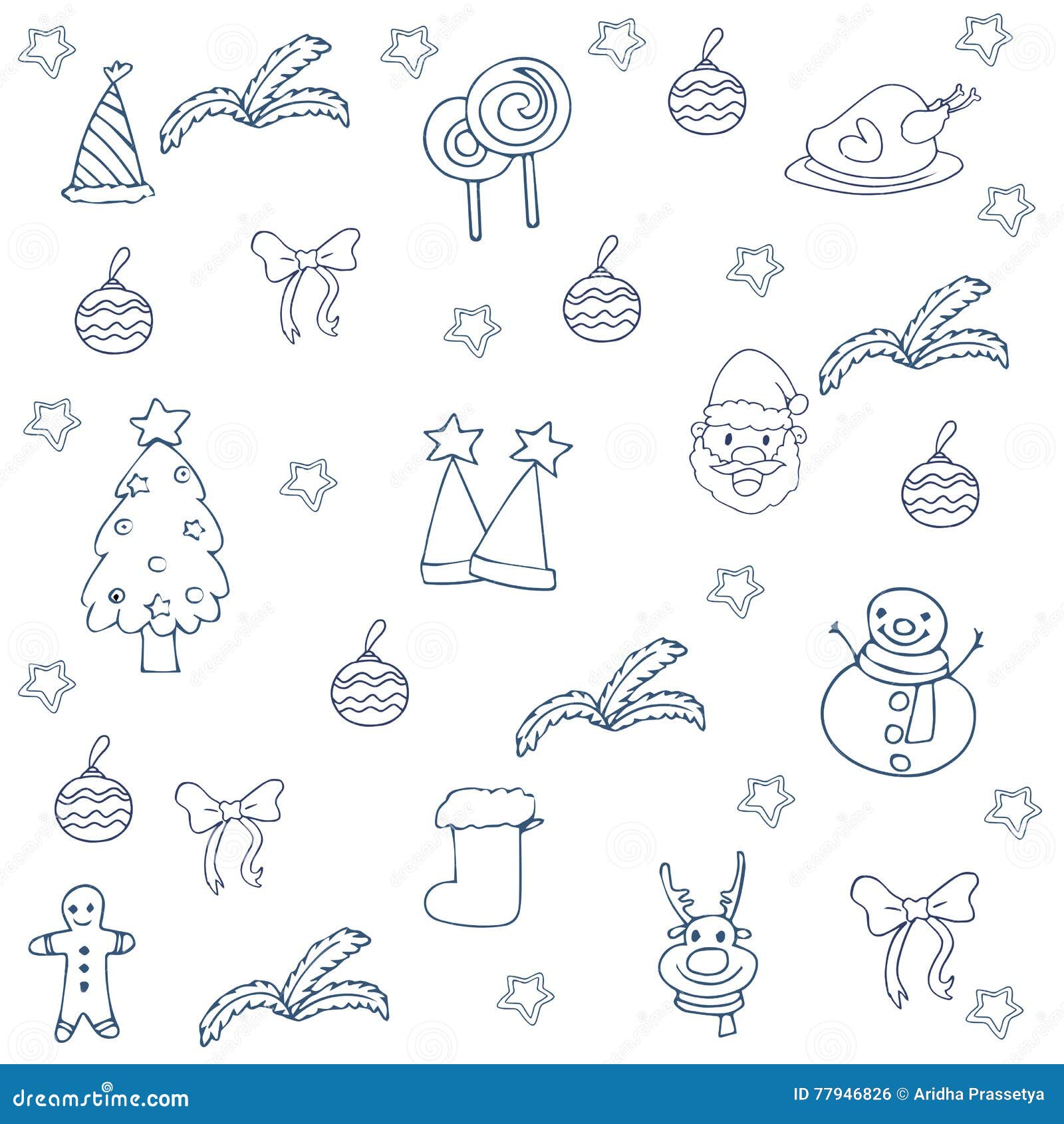 Doodle of Christmas Flat Hand Draw Stock Vector - Illustration of ...