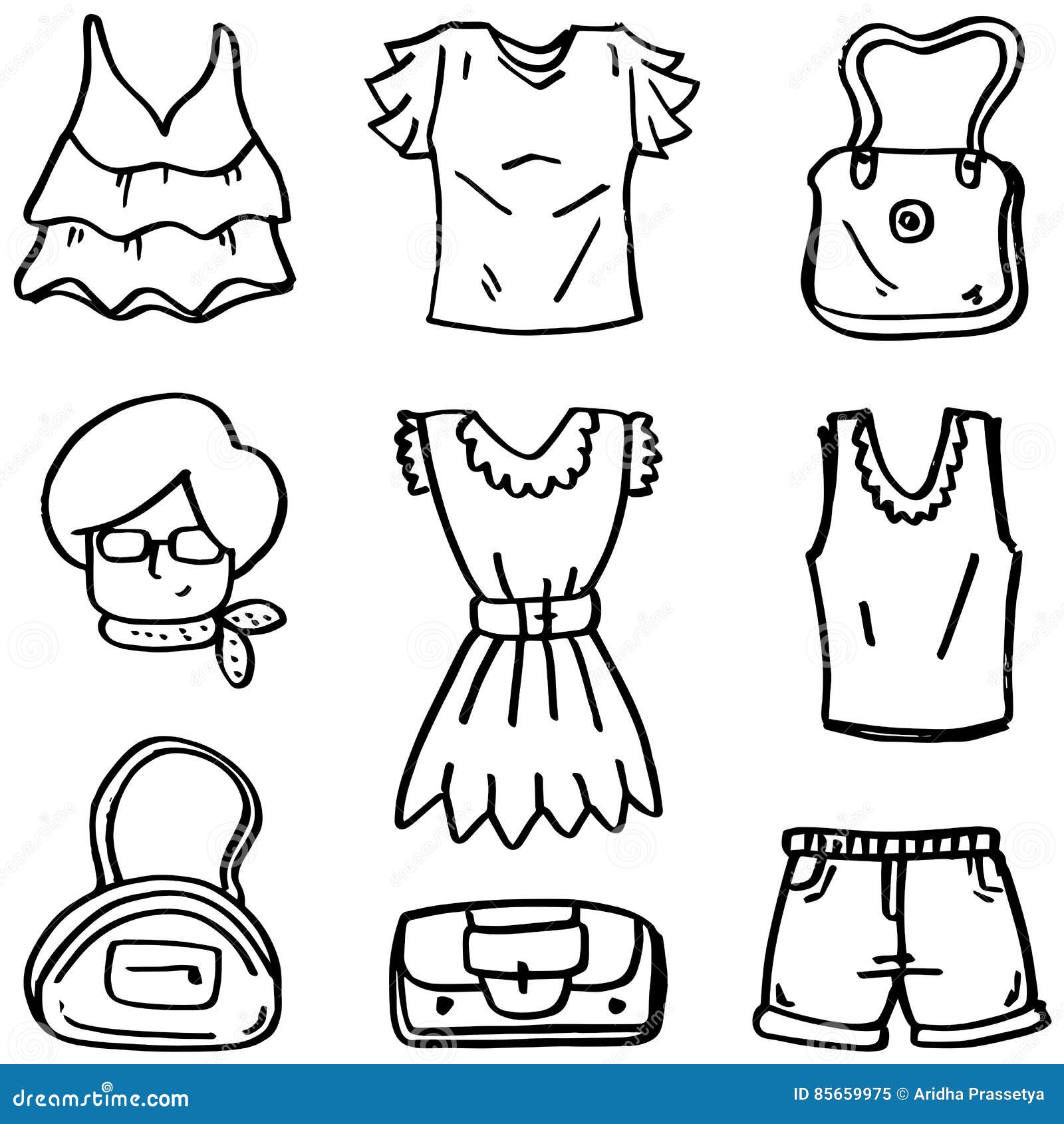 Doodle of Clothes Set Object Hand Draw Stock Vector - Illustration of ...