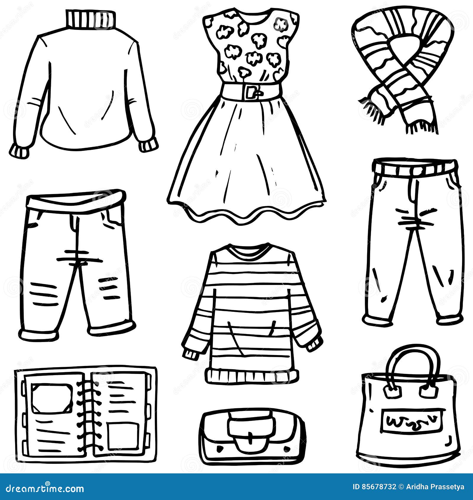 Doodle of Clothes Style Set Hand Draw Stock Vector - Illustration of ...