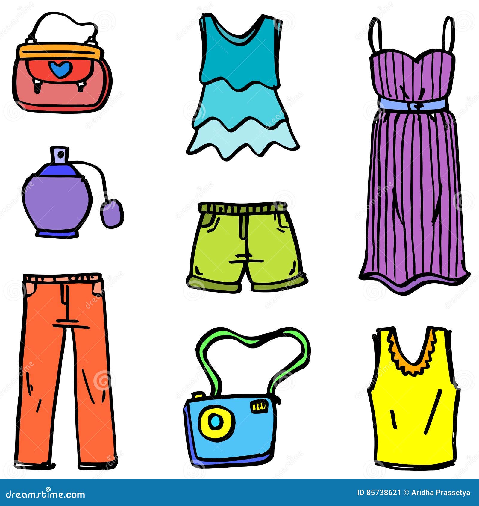 Doodle of Clothes Style Various for Girl Stock Vector - Illustration of ...