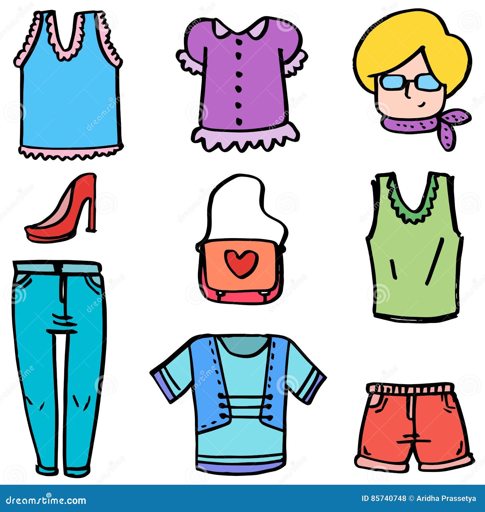 Doodle of Clothes Various for Women Stock Vector - Illustration of ...