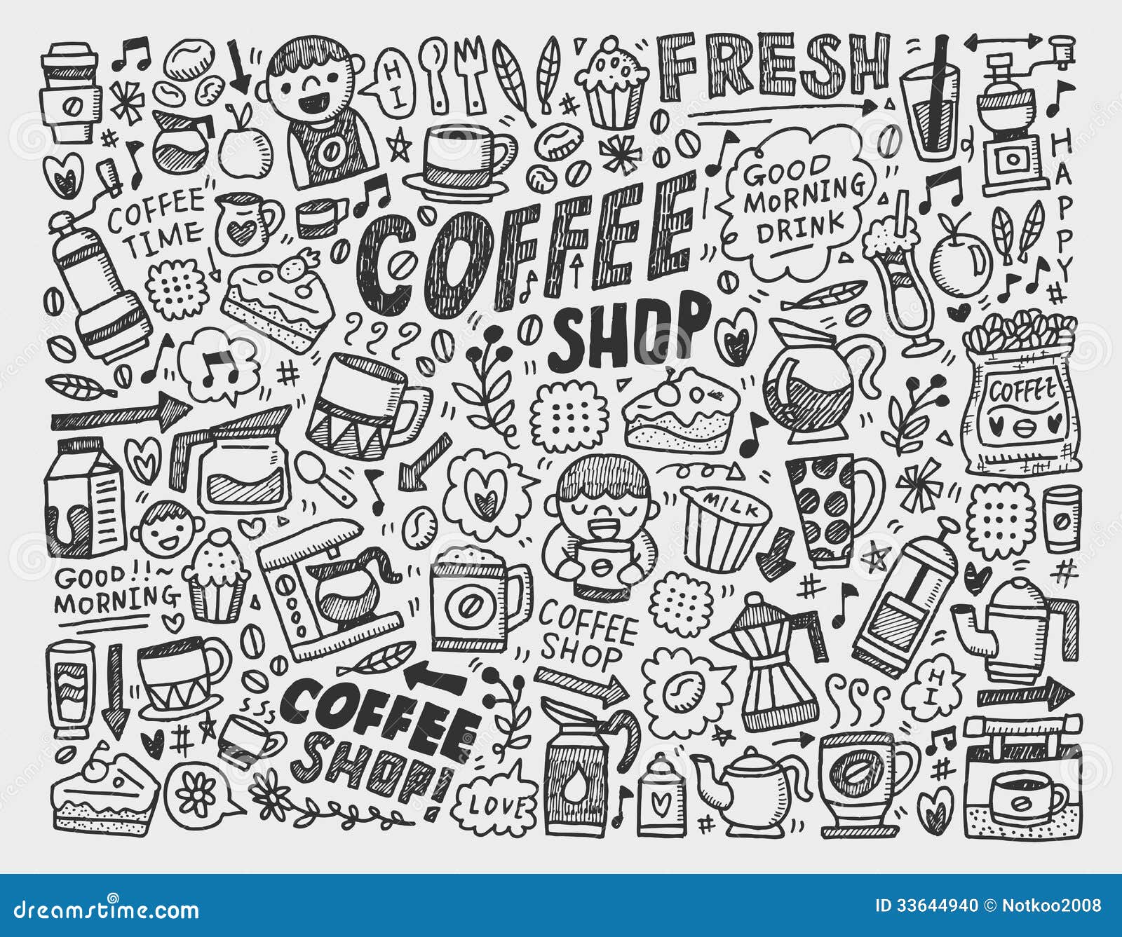 Coffee Doodle Vector Cute Coloring Pages