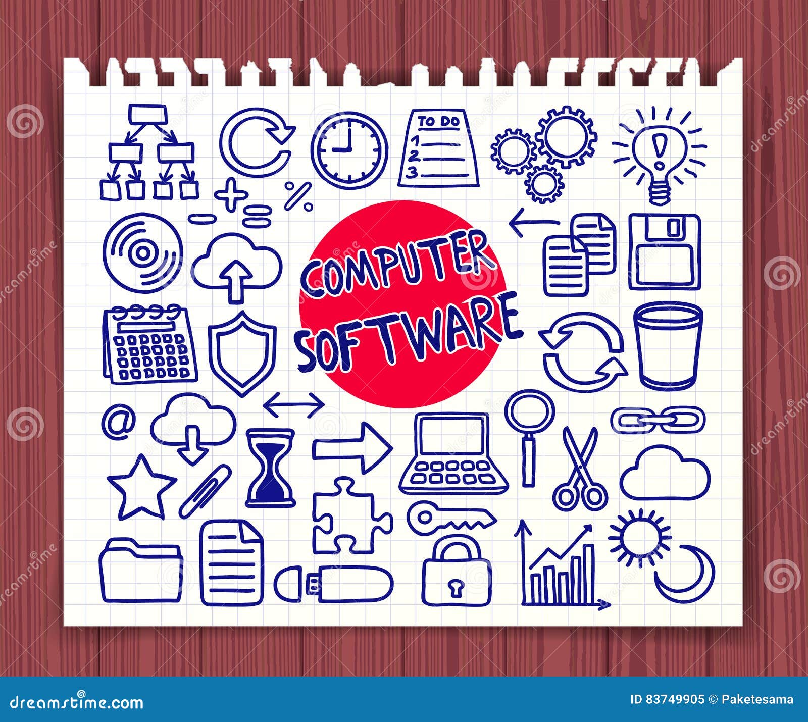 Doodle Computer Software Set Stock Vector Illustration Of Doodle