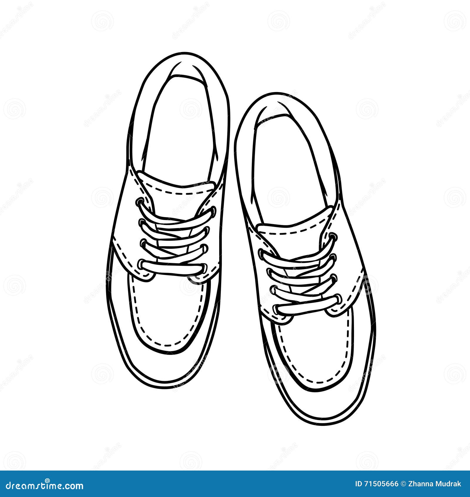 Doodle Contour Shoes. Cartoon Sneaker Isolated on White Stock ...