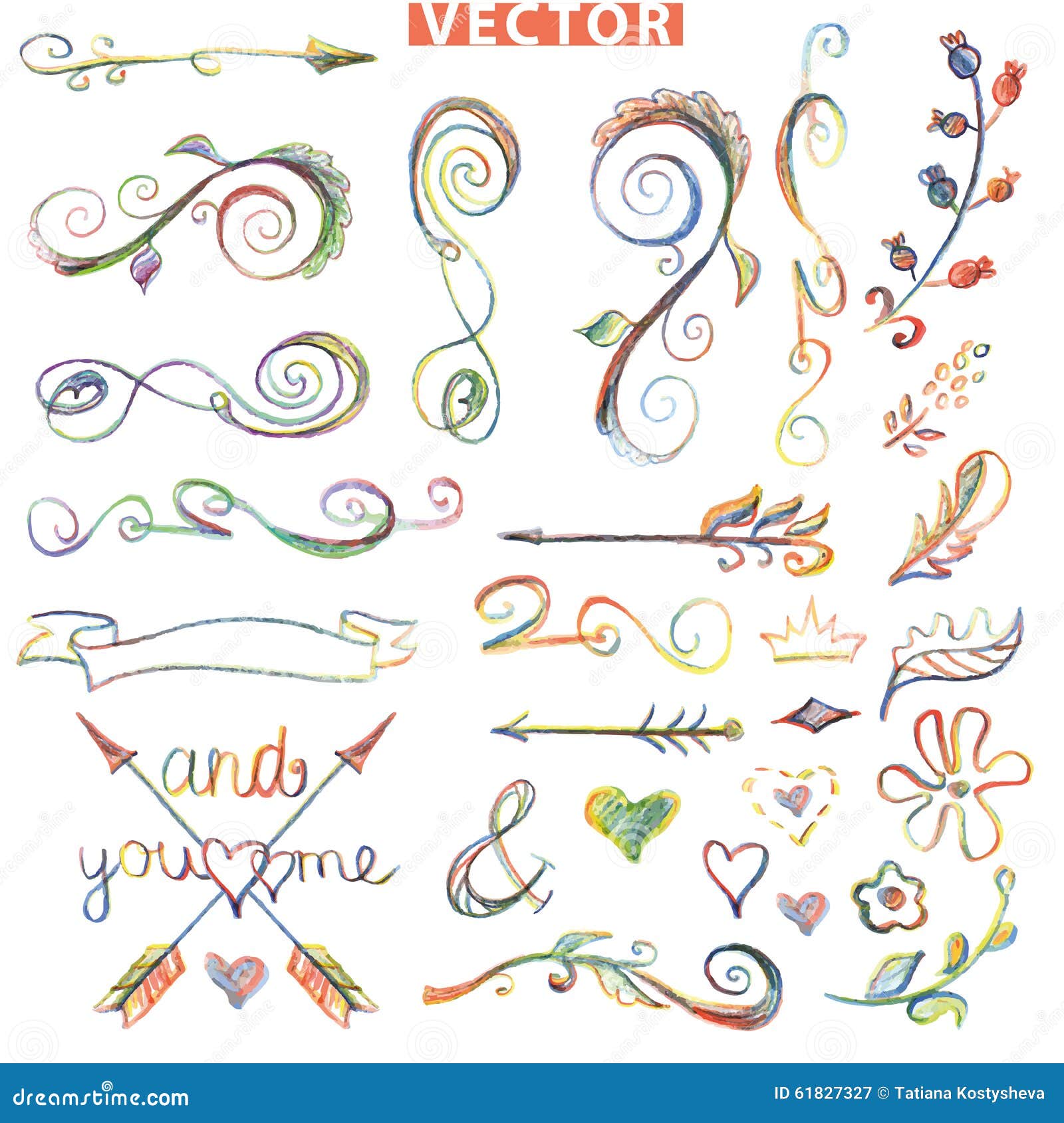 doodle decor s set.Ãâolored crayon