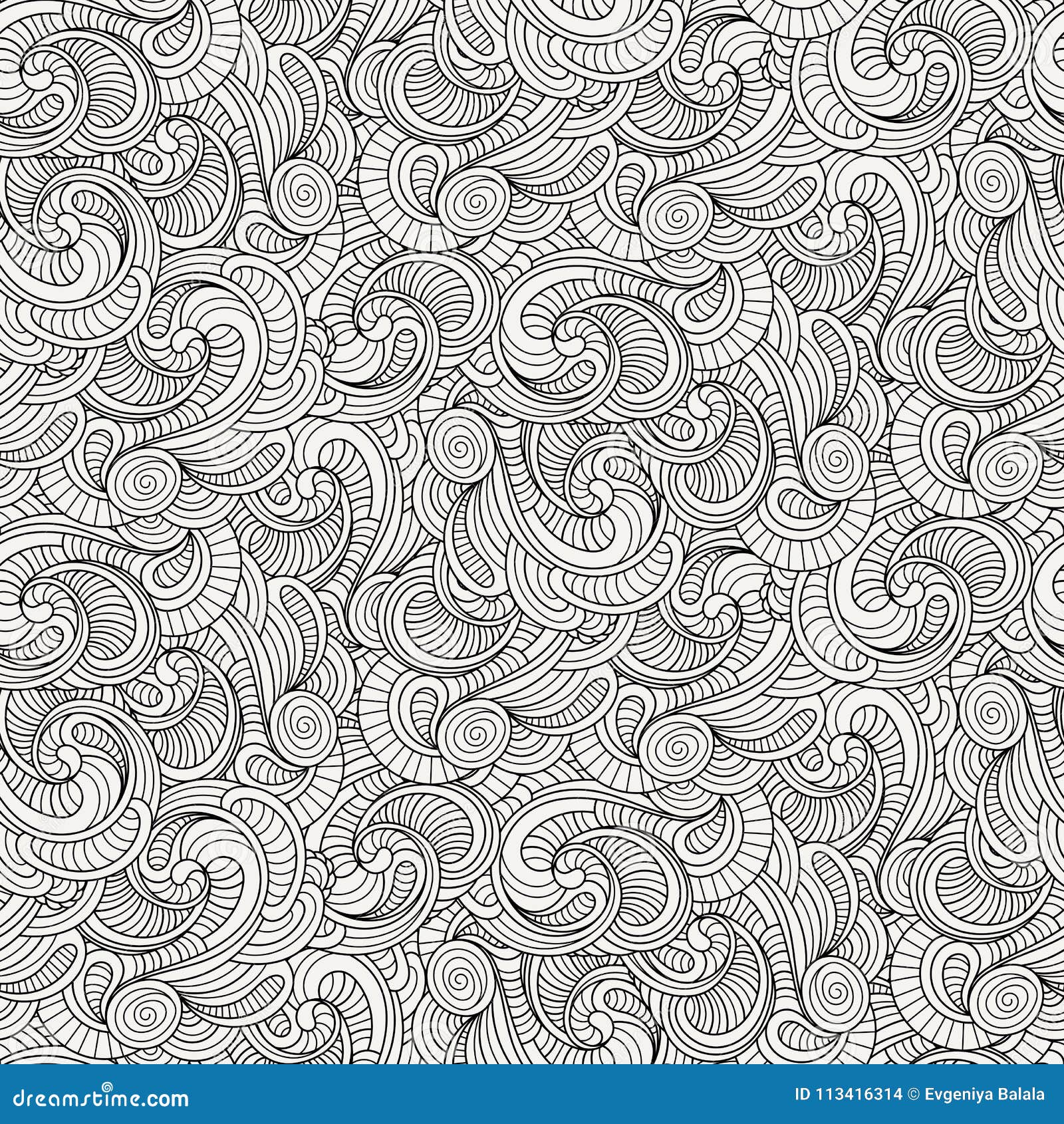 Doodle Decorative Ornamental Curly Vector Seamless Pattern Stock Vector ...