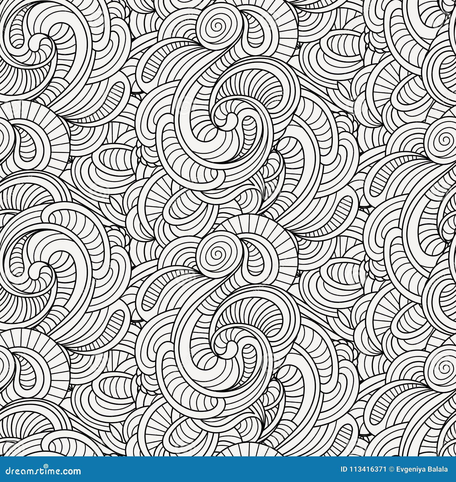 Doodle Decorative Ornamental Curly Vector Seamless Pattern Stock Vector ...