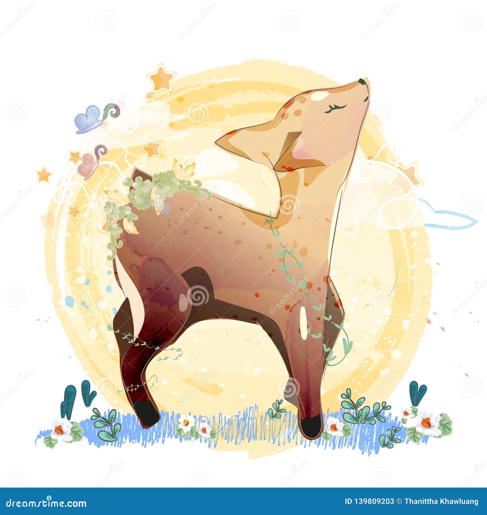 Doodle Deer Silhouette RoyaltyFree Stock Photography CartoonDealer