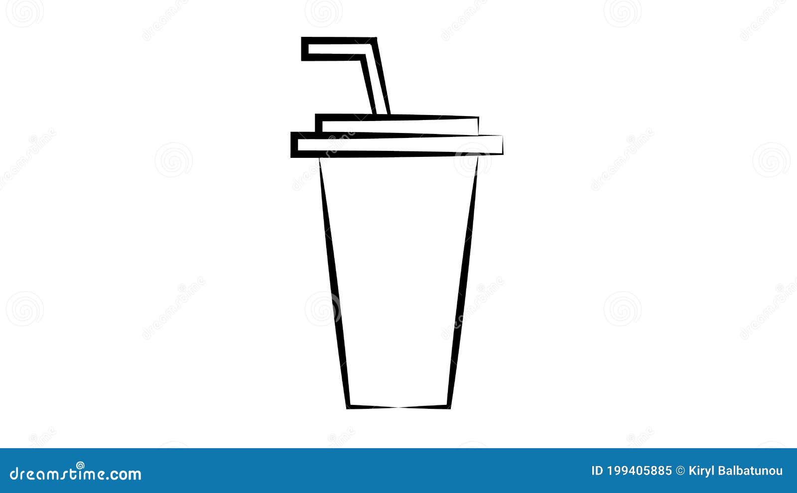 Doodle of Disposable Glass of Paper with Soda and Straw Stock Vector