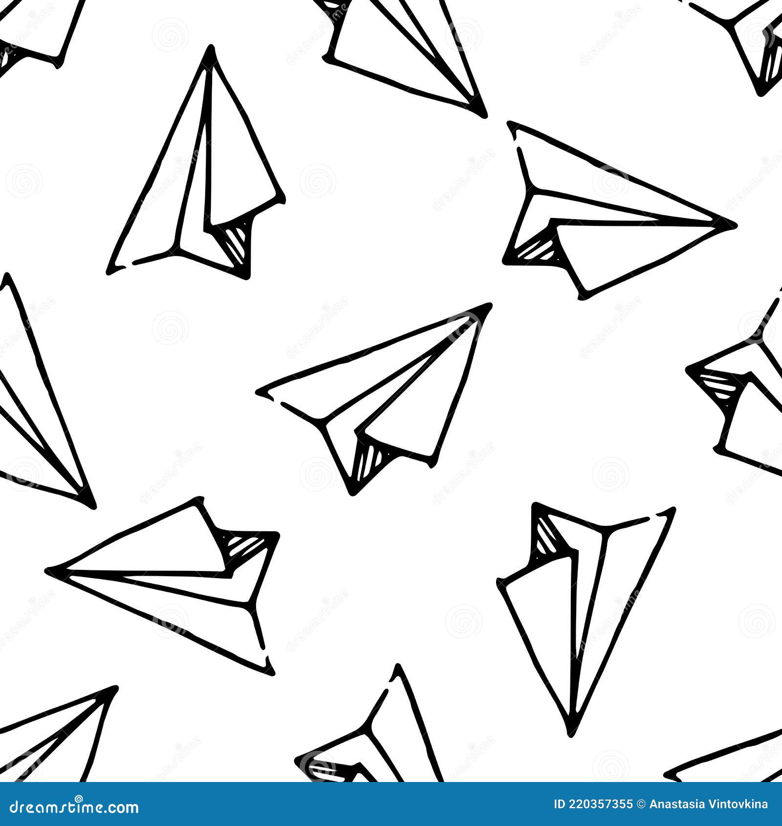 Vector Seamless Paper Airplane Pattern. a Pattern of a Hand-drawn ...