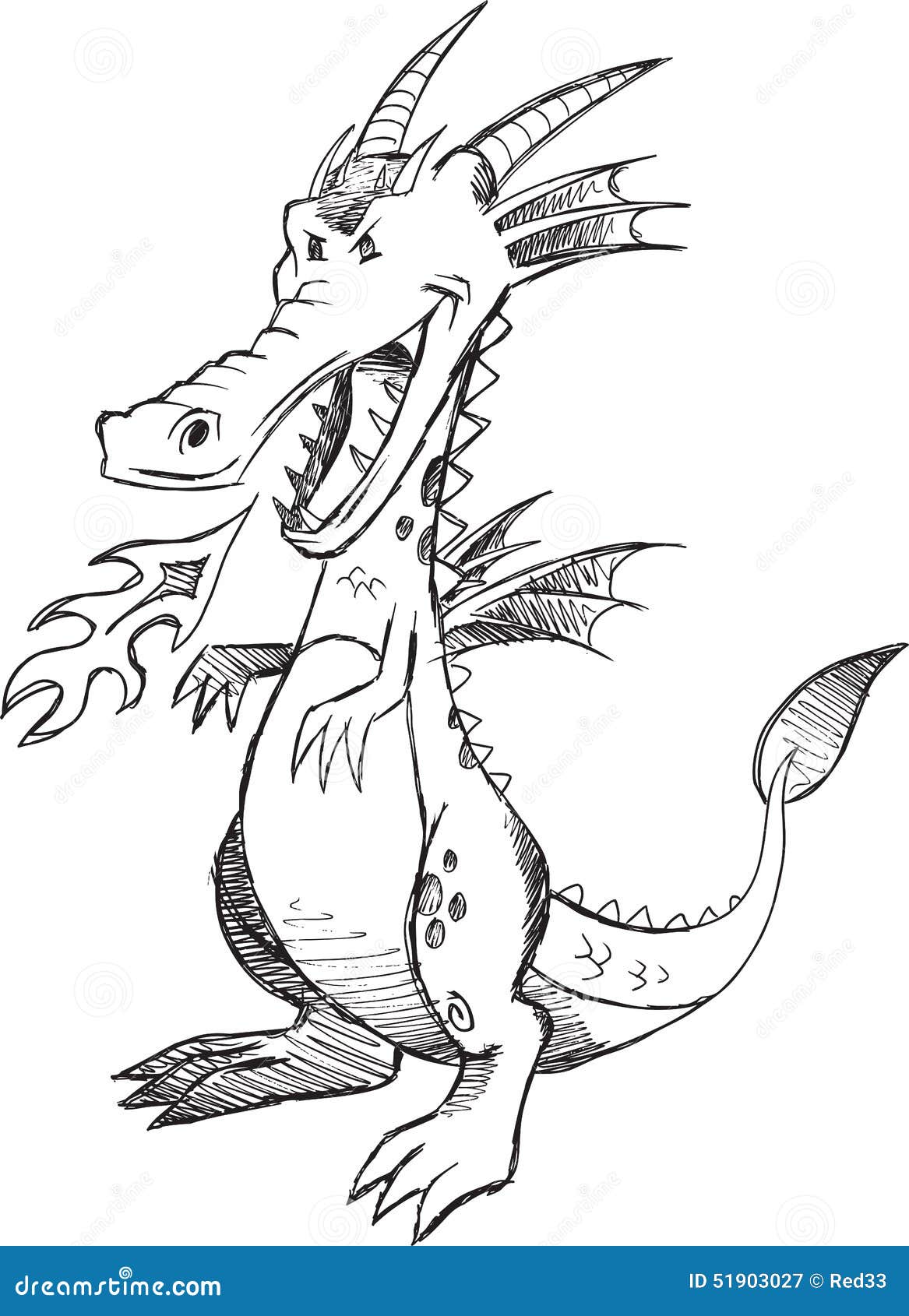 Doodle Dragon Vector stock vector. Illustration of wings 51903027